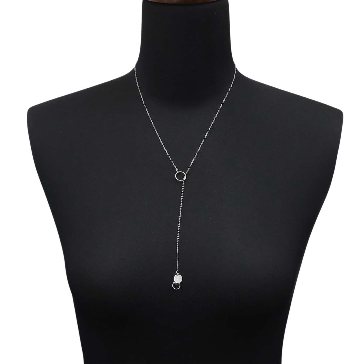 Horsebit Lariat Necklace 18K White Gold 750