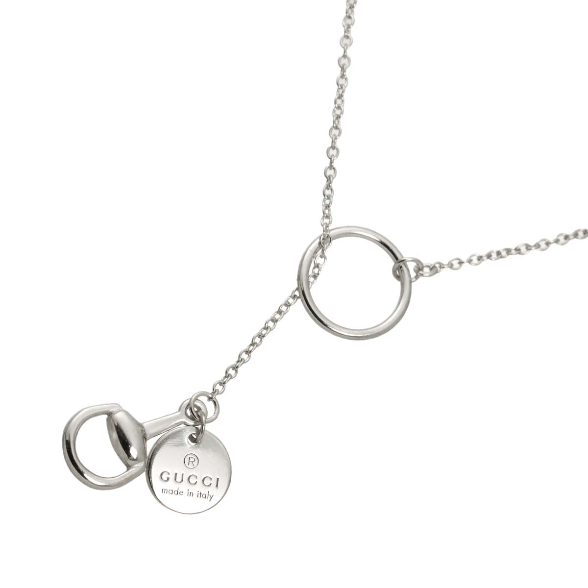 Horsebit Lariat Necklace 18K White Gold 750