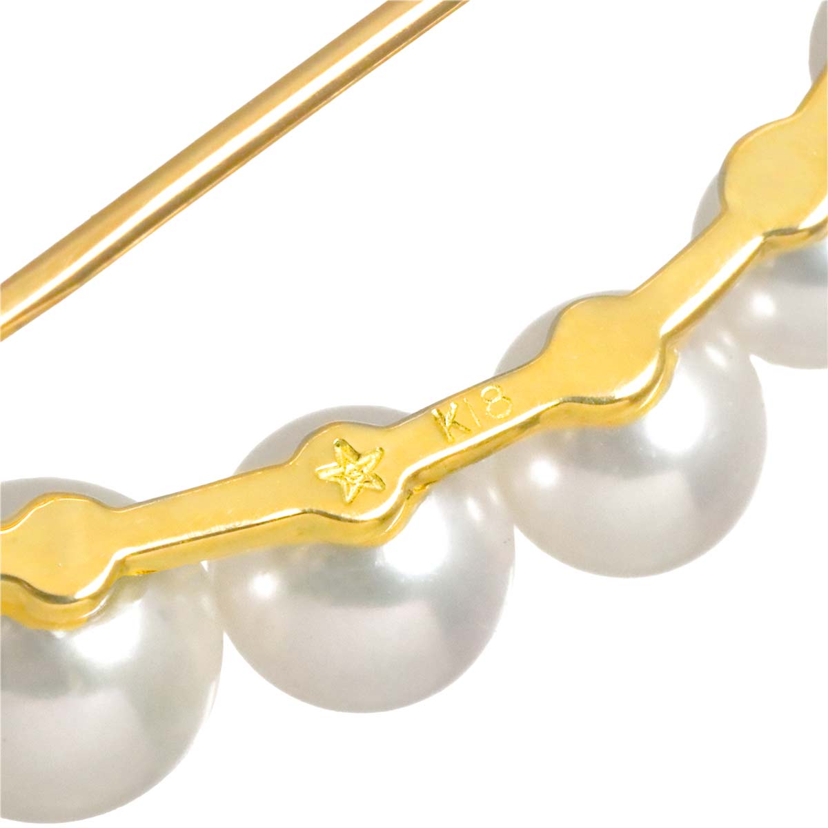 Akoya Pearl 6.0-3.3mm Brooch 18K YG 750