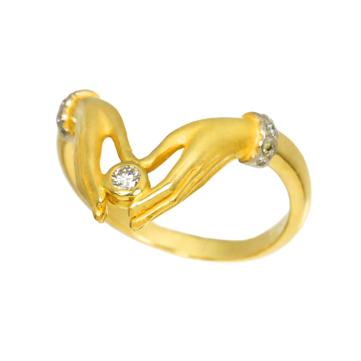 Diamond Ring 18K YG 750 Size6(US)