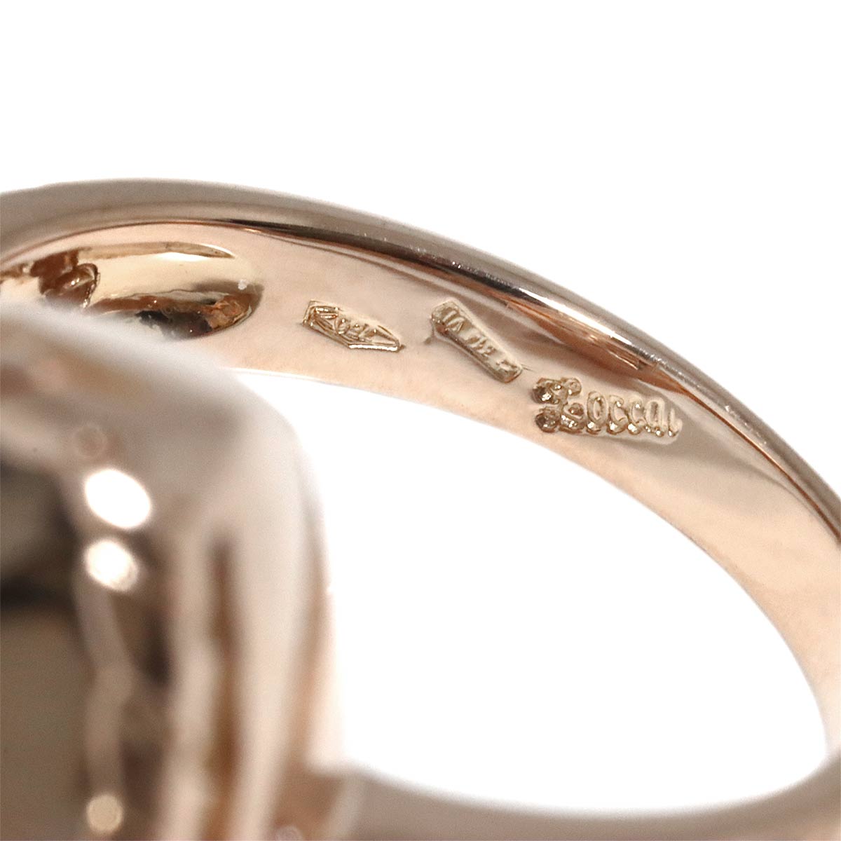 Quartz Diamond Ring 18K PG 750 size6(US)