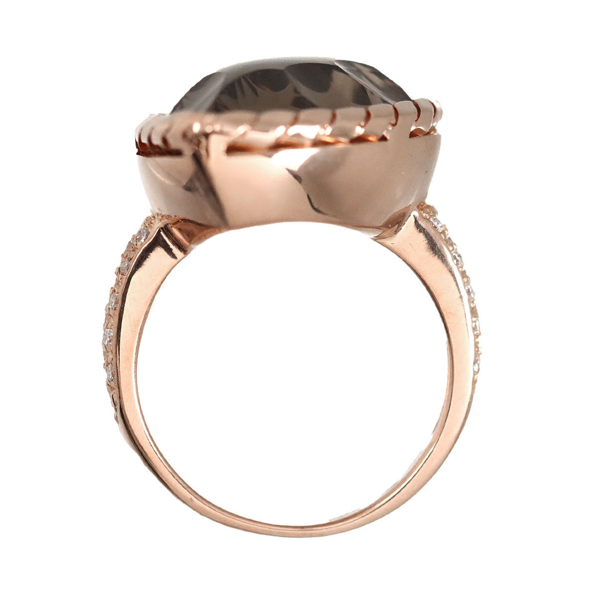 Quartz Diamond Ring 18K PG 750 size6(US)