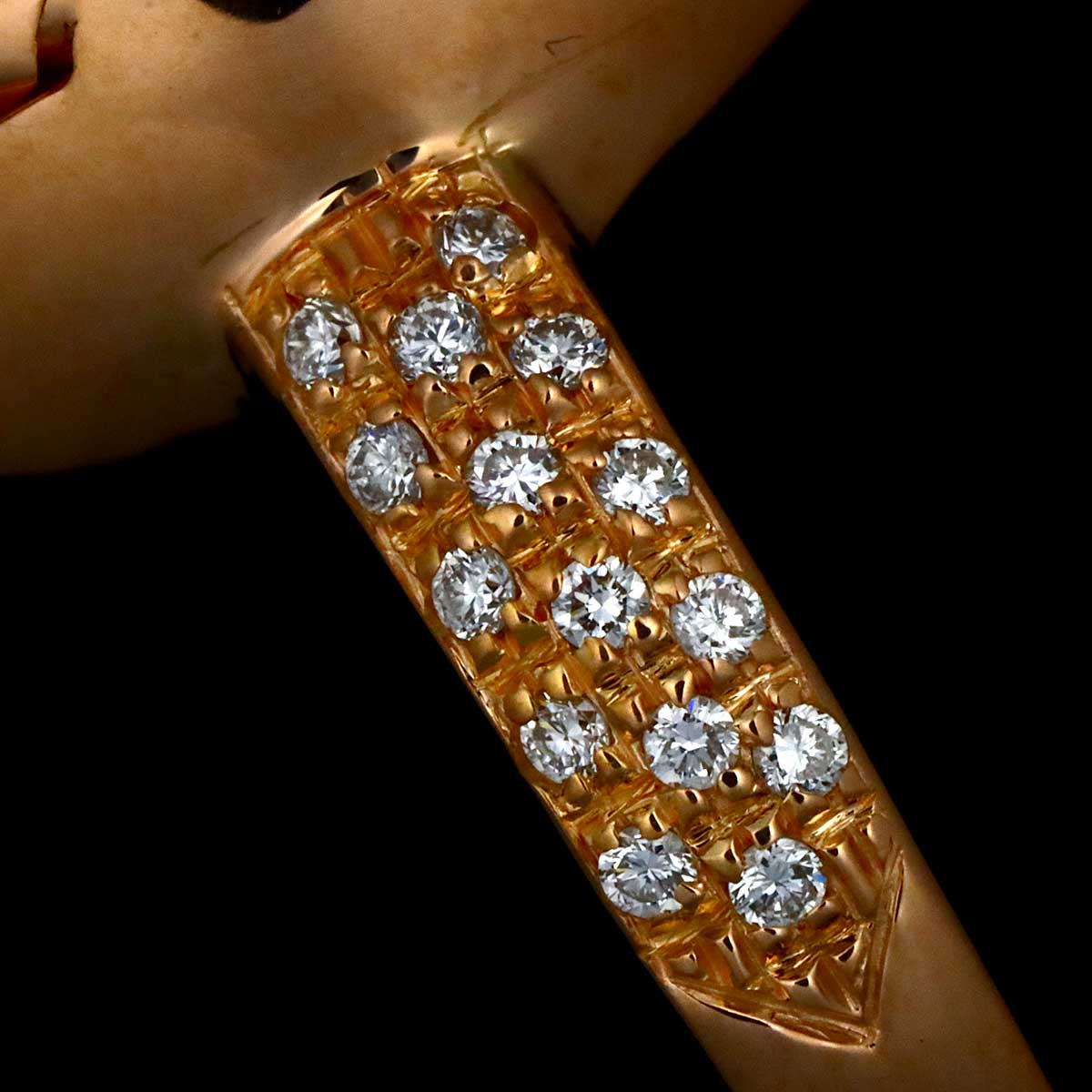 Quartz Diamond Ring 18K PG 750 size6(US)