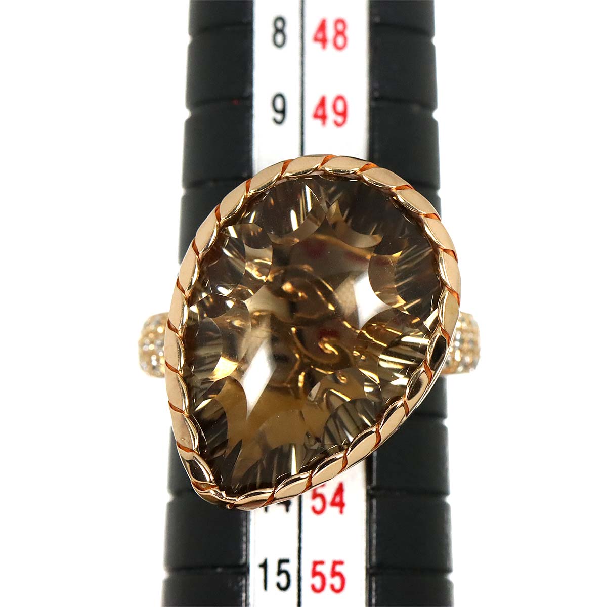Quartz Diamond Ring 18K PG 750 size6(US)