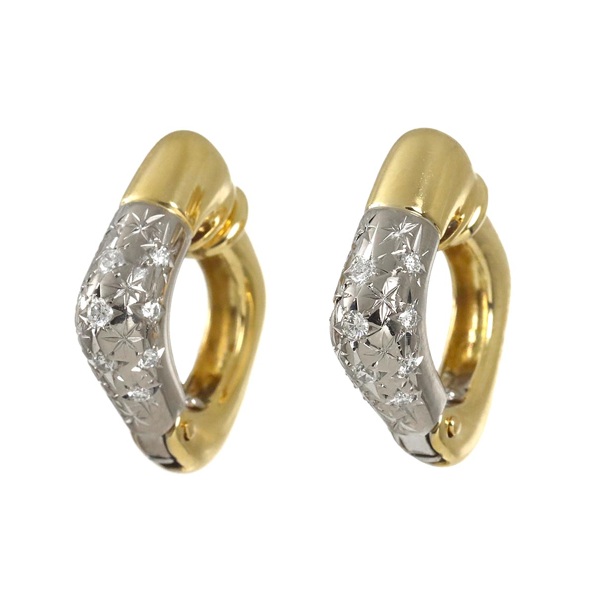 Diamond 0.11ct/0.11ct Earrings Clip on 18K WG YG 750