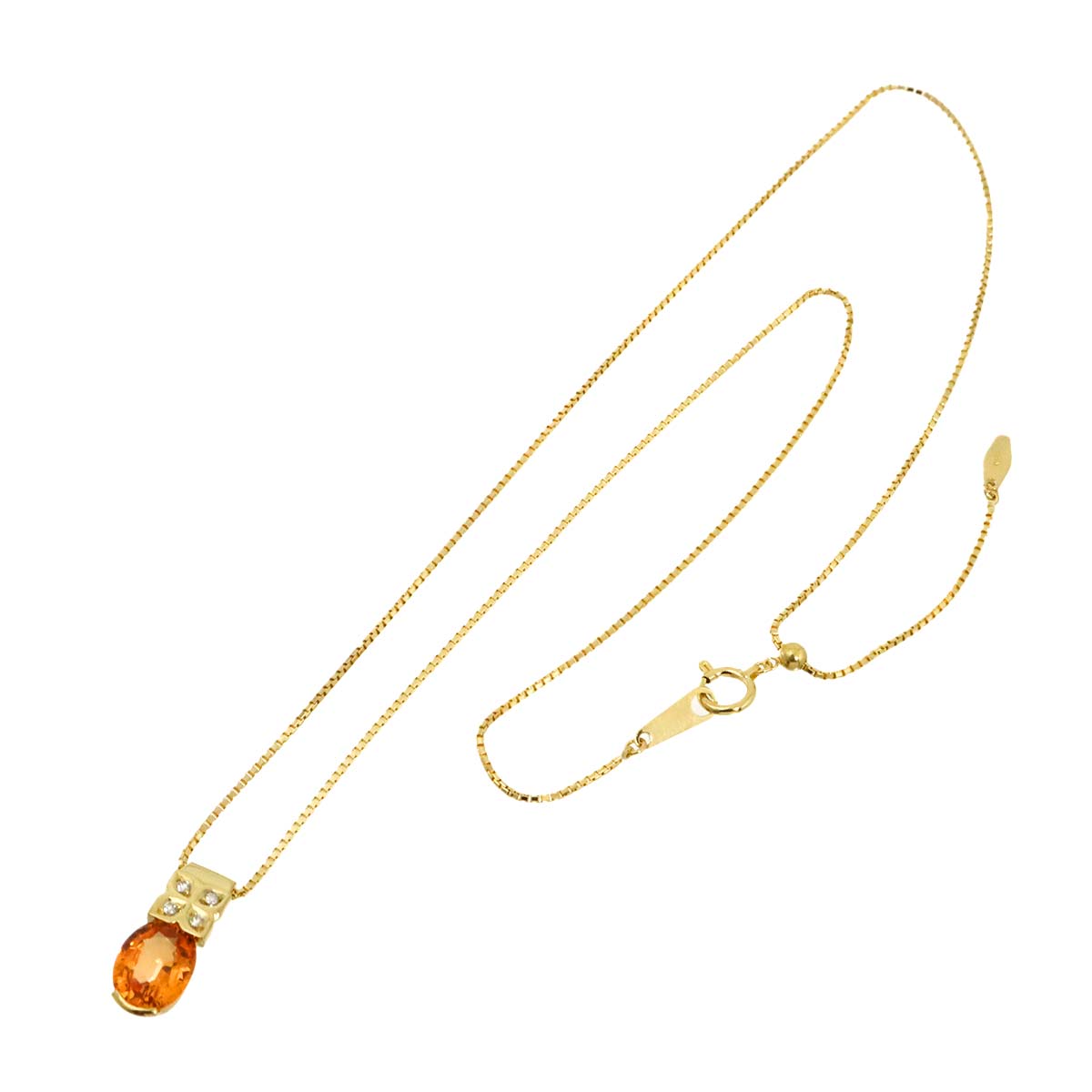 Citrine 2.44ct Diamond 0.03ct Necklace K18 YG 750