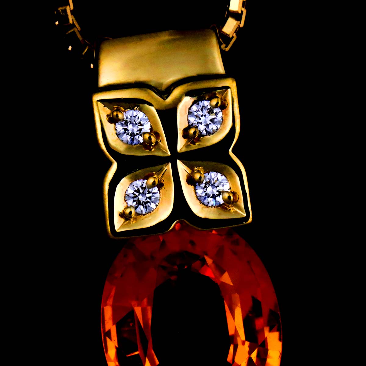 Citrine 2.44ct Diamond 0.03ct Necklace K18 YG 750