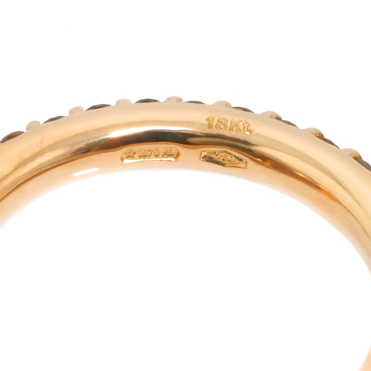 Quartz Diamond Ring 18K PG WG 750 5.25(US)