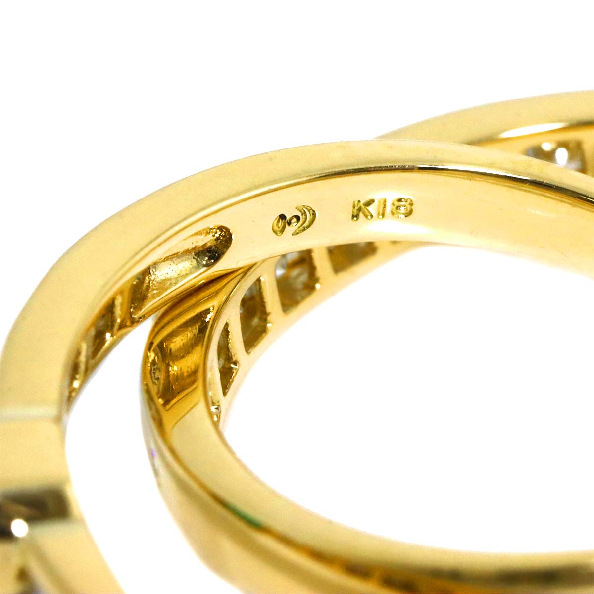 Emerald Diamond 0.69ct Ring 18K YG 750 Size7.5(US)