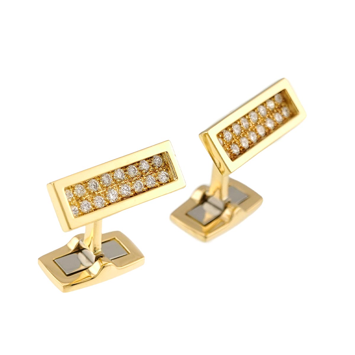 Diamond Cuff Links 18K Yellow Gold 750