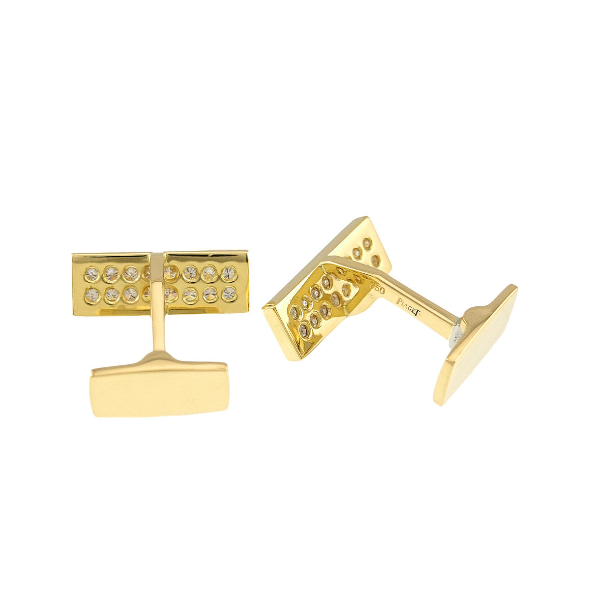 Diamond Cuff Links 18K Yellow Gold 750