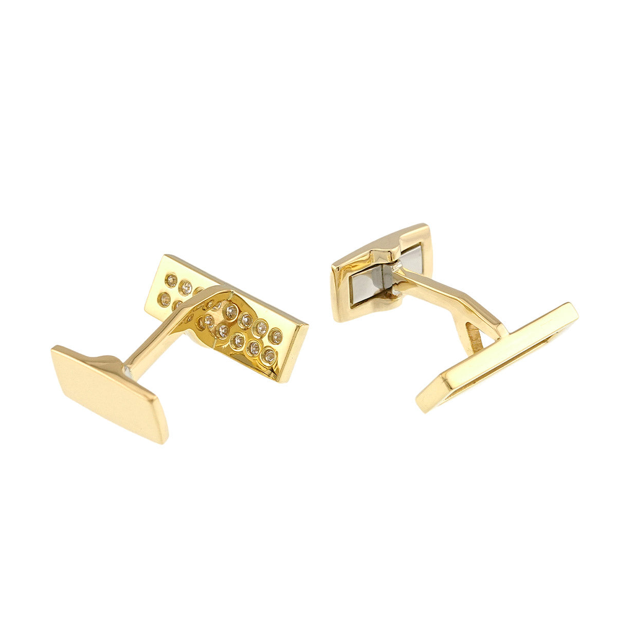 Diamond Cuff Links 18K Yellow Gold 750