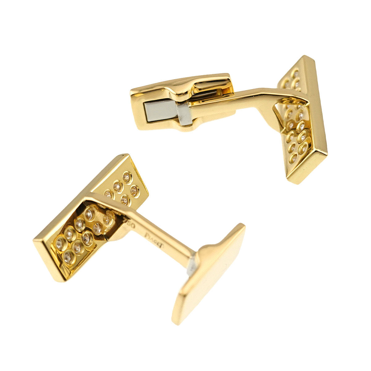 Diamond Cuff Links 18K Yellow Gold 750