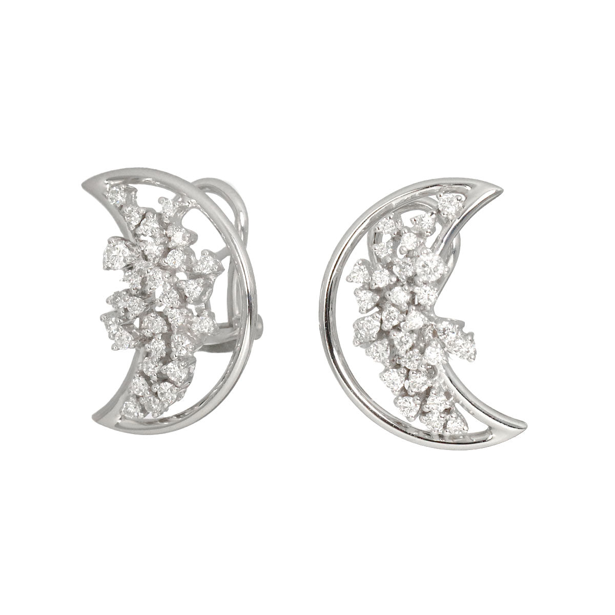 Diamond Earrings Pierced 18K K18 WG 750