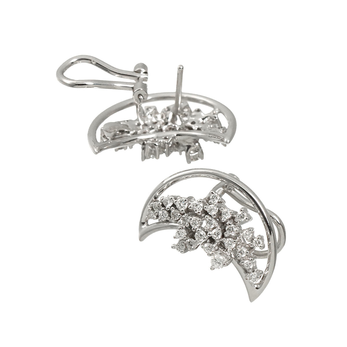 Diamond Earrings Pierced 18K K18 WG 750