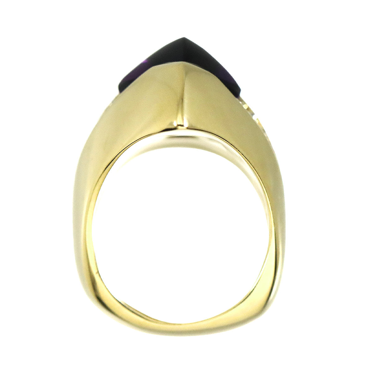 Amethyst Diamond Ring 18K YG Size5.25-5.5
