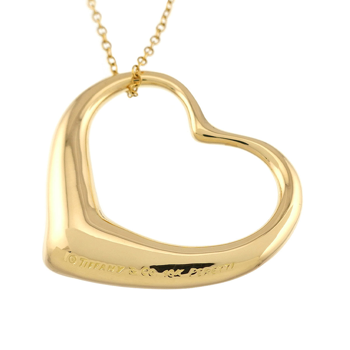 Open Heart Long Necklace 18K Yellow Gold 750