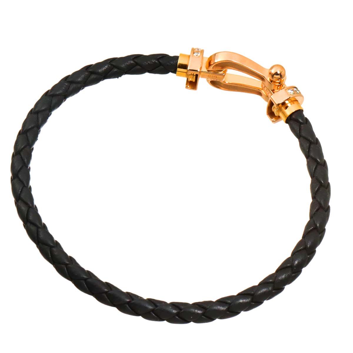 Force 10 LM Diamond Bracelet 18K PG 750 Leather Steel size18