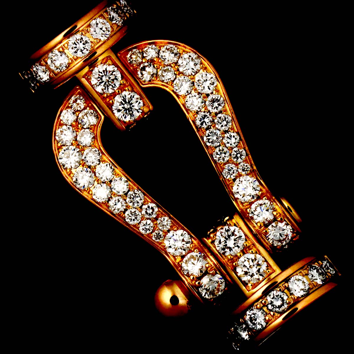 Force 10 LM Diamond Bracelet 18K PG 750 Leather Steel size18