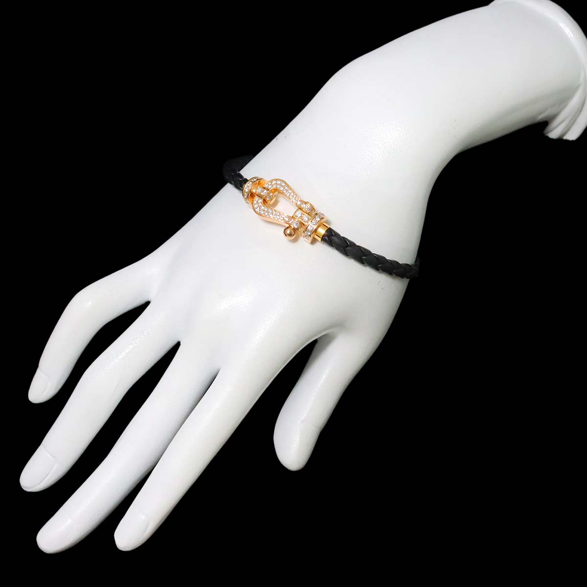 Force 10 LM Diamond Bracelet 18K PG 750 Leather Steel size18
