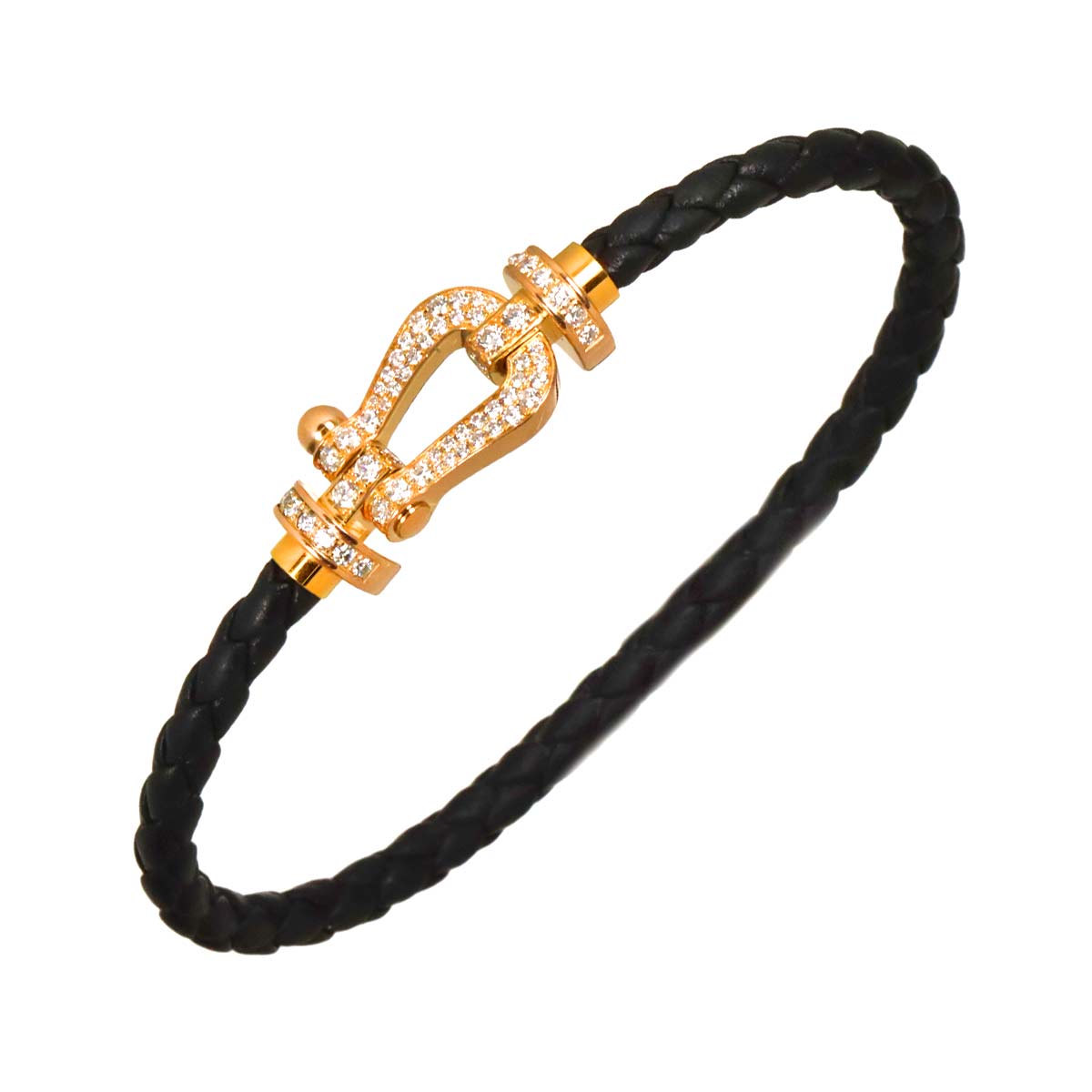 Force 10 LM Diamond Bracelet 18K PG 750 Leather Steel size18