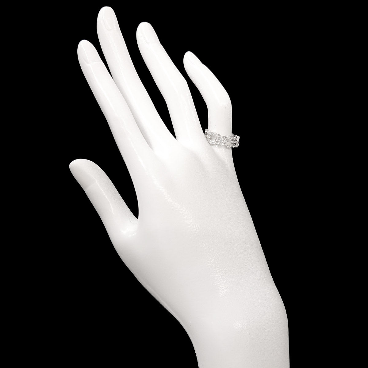 Flora Ring Diamond 18K White Gold 750 Size8 4-4.5(US)