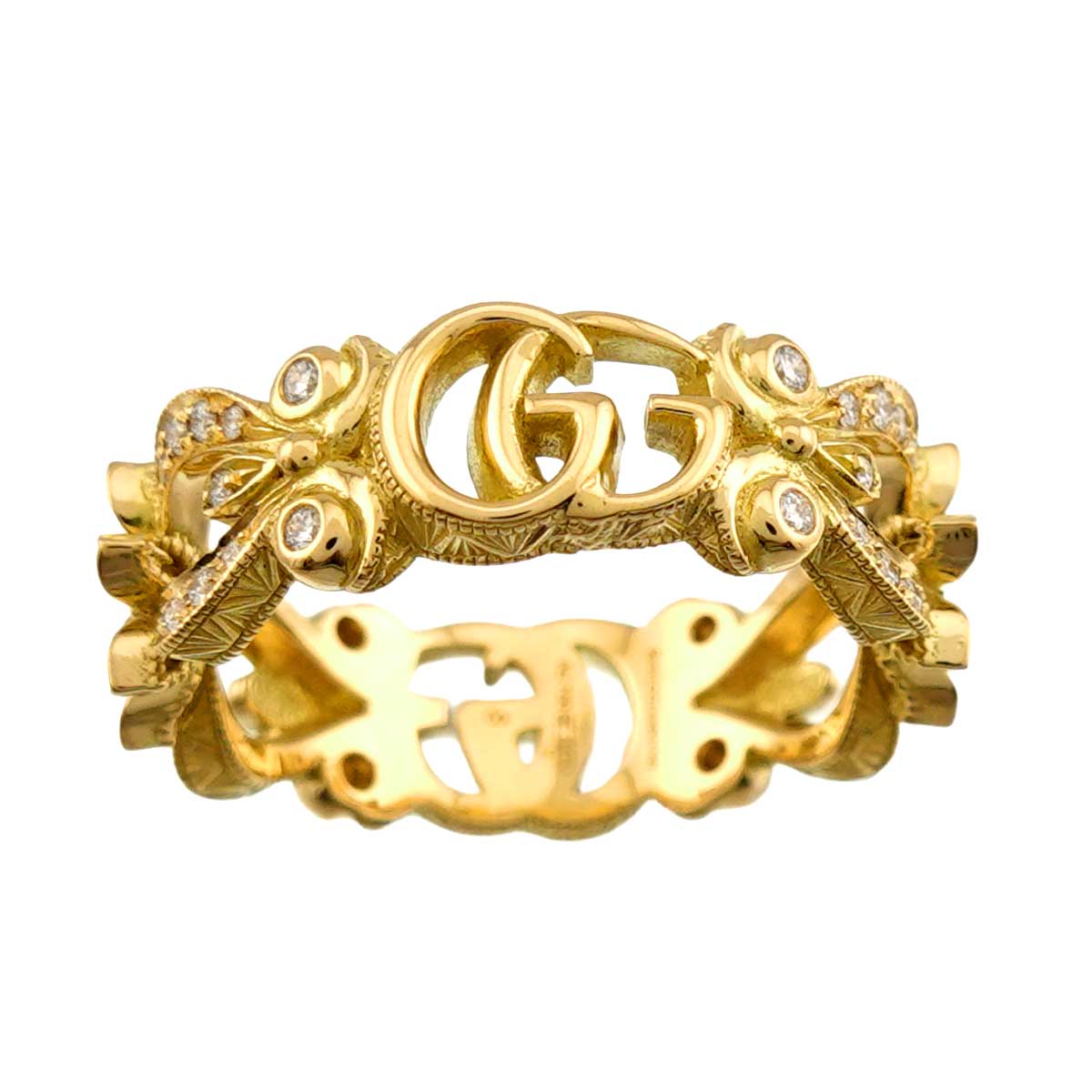 Flora Ring Diamond 18K Yellow Gold 750 Size8 4.5(US)