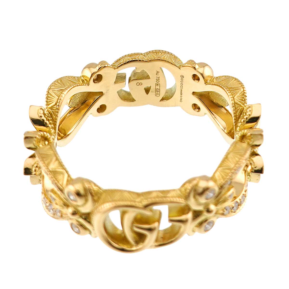 Flora Ring Diamond 18K Yellow Gold 750 Size8 4.5(US)
