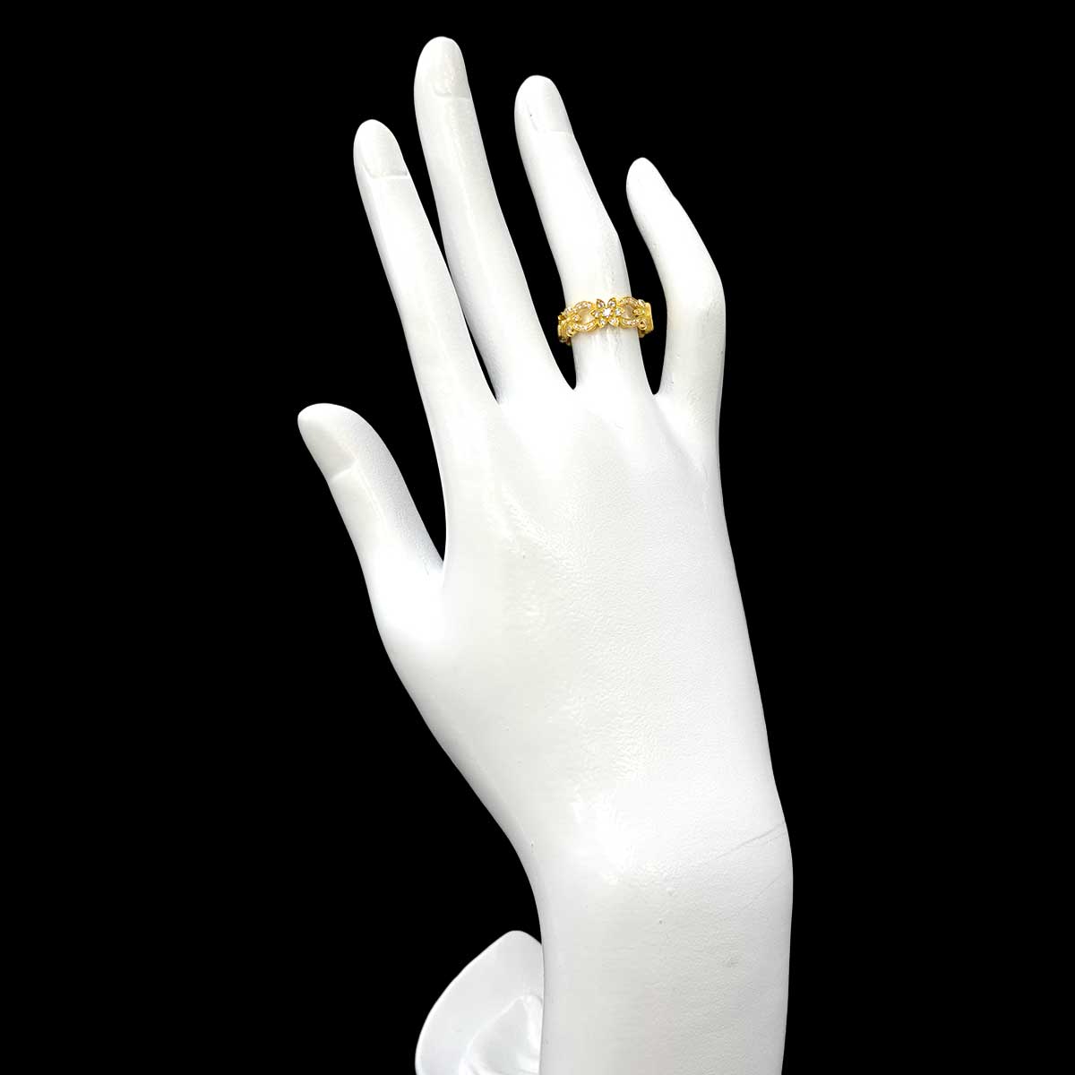 Flora Ring Diamond 18K Yellow Gold 750 Size8 4.5(US)
