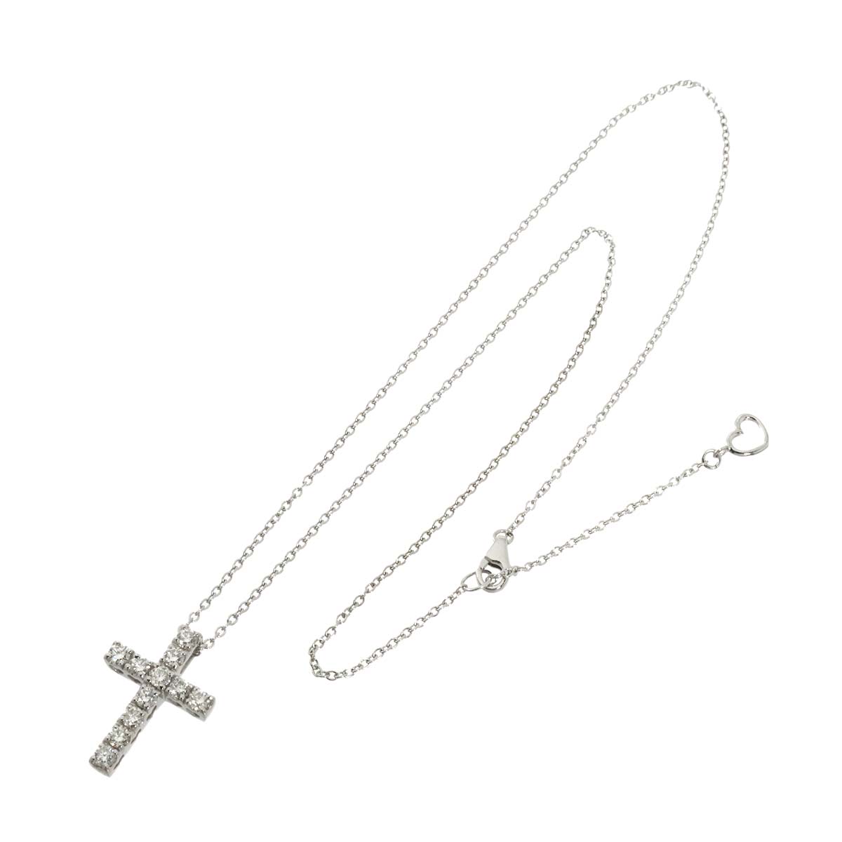 Cross Motif Diamond 0.70ct Necklace 18K White Gold 750