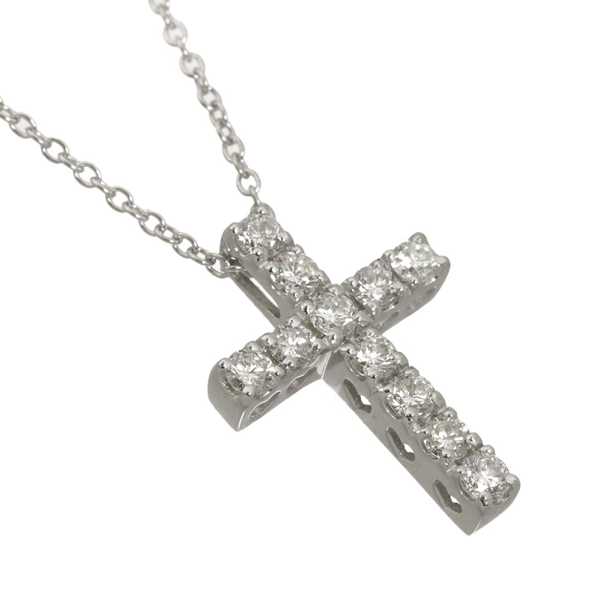 Cross Motif Diamond 0.70ct Necklace 18K White Gold 750