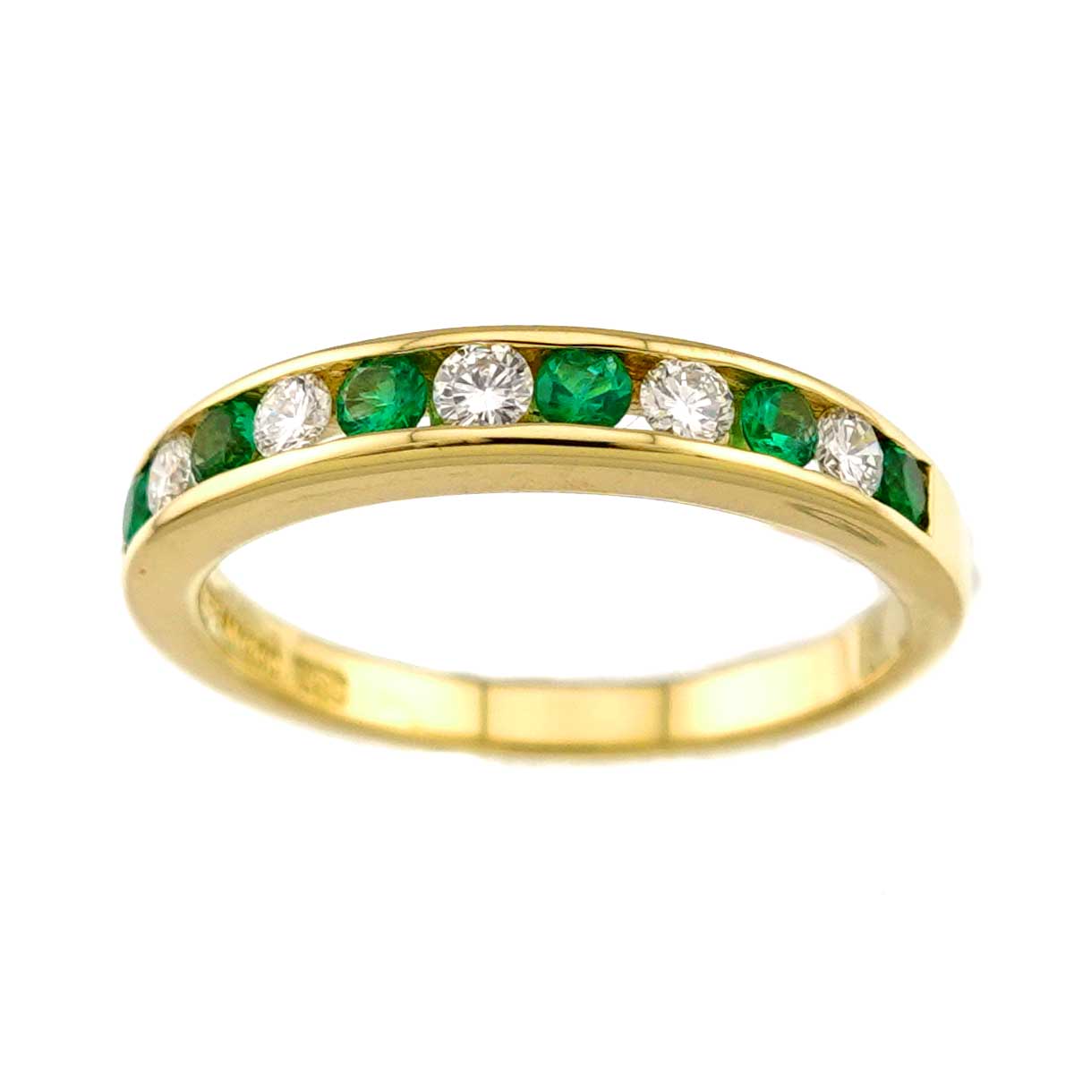 Half Emerald Ring 18K YG 750 size4.75-5(US)