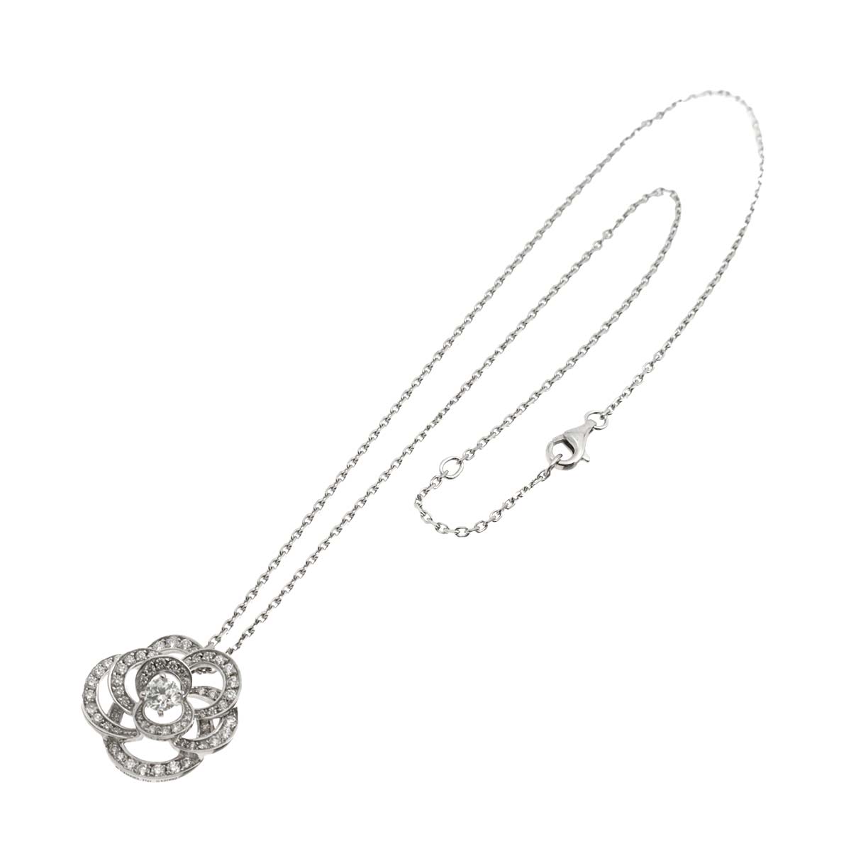 Camelia Necklace MM Diamond 18K White Gold 750