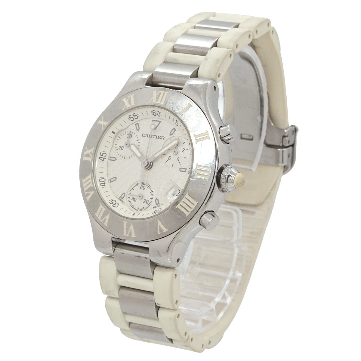 Must 21 Chronoscaph W10184U2 Date Quartz White Dial Mens