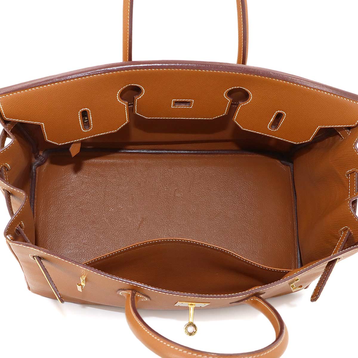 Birkin 35 Veau Epsom Gold Hand Bag Purse Brown