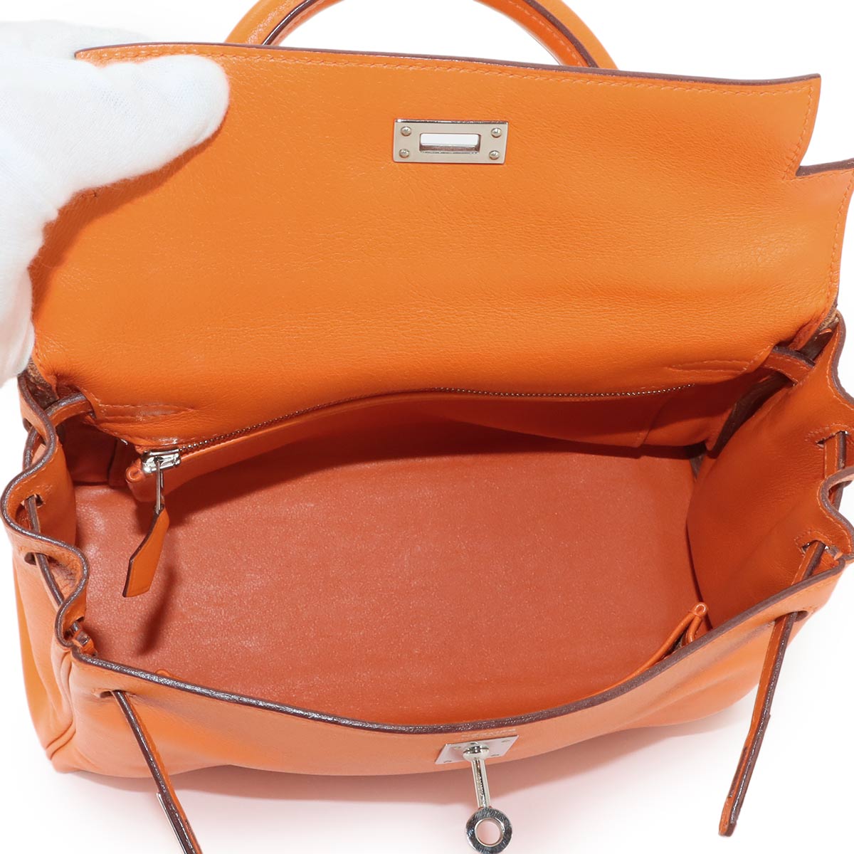 Kelly 25 Hand Shoulder Bag Veau Swift Orange Purse