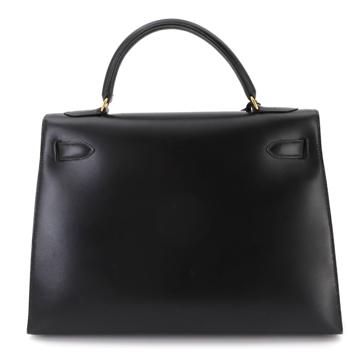 Kelly 32 Box calf Black Hand Bag Vintage Purse