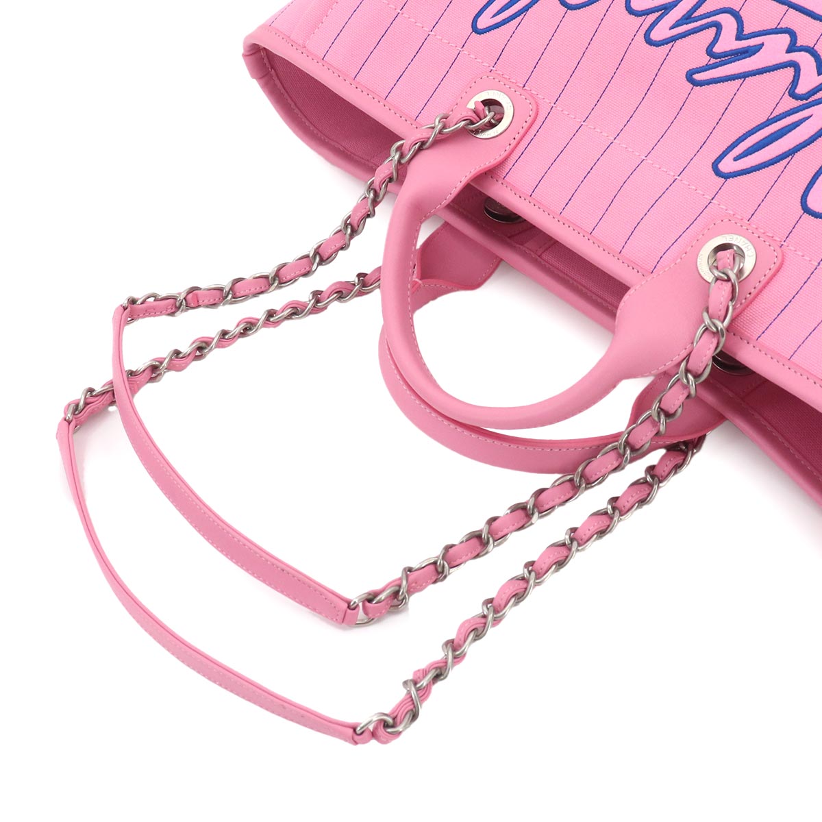 Deauville GM Tote Chain Shoulder Bag Pink Blue A93786