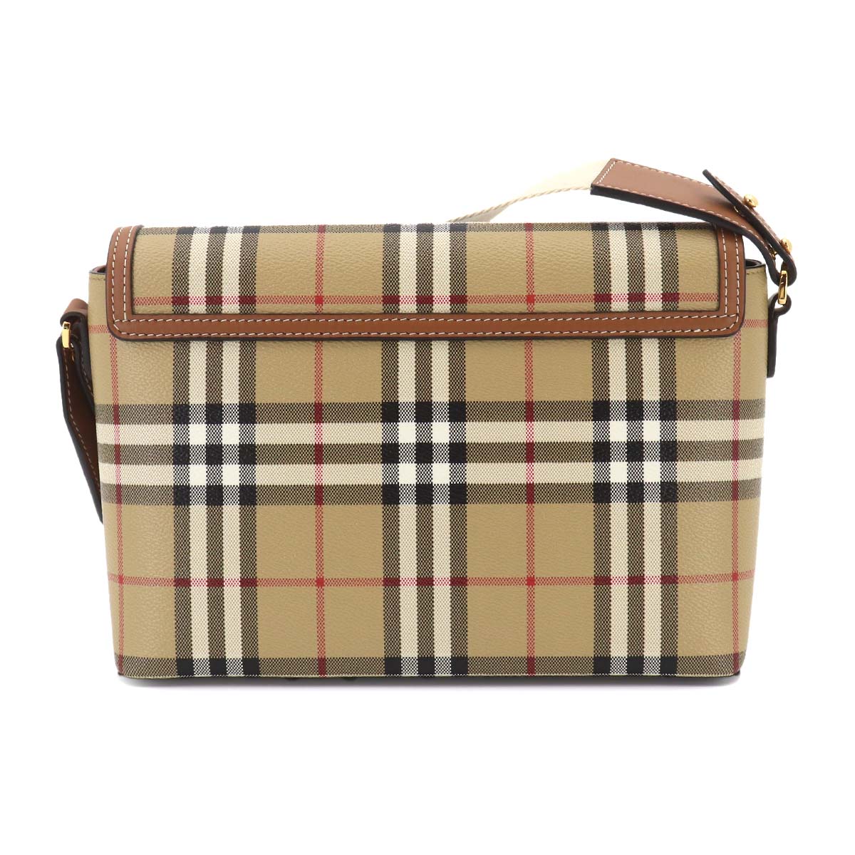 Vintage Check Note Shoulder Bag PVC Leather Beige 8066226