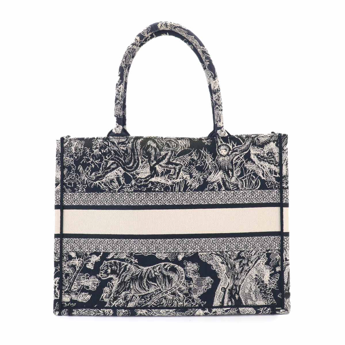 Reverse Toile De Jouy Book Tote Medium Bag Canvas Navy