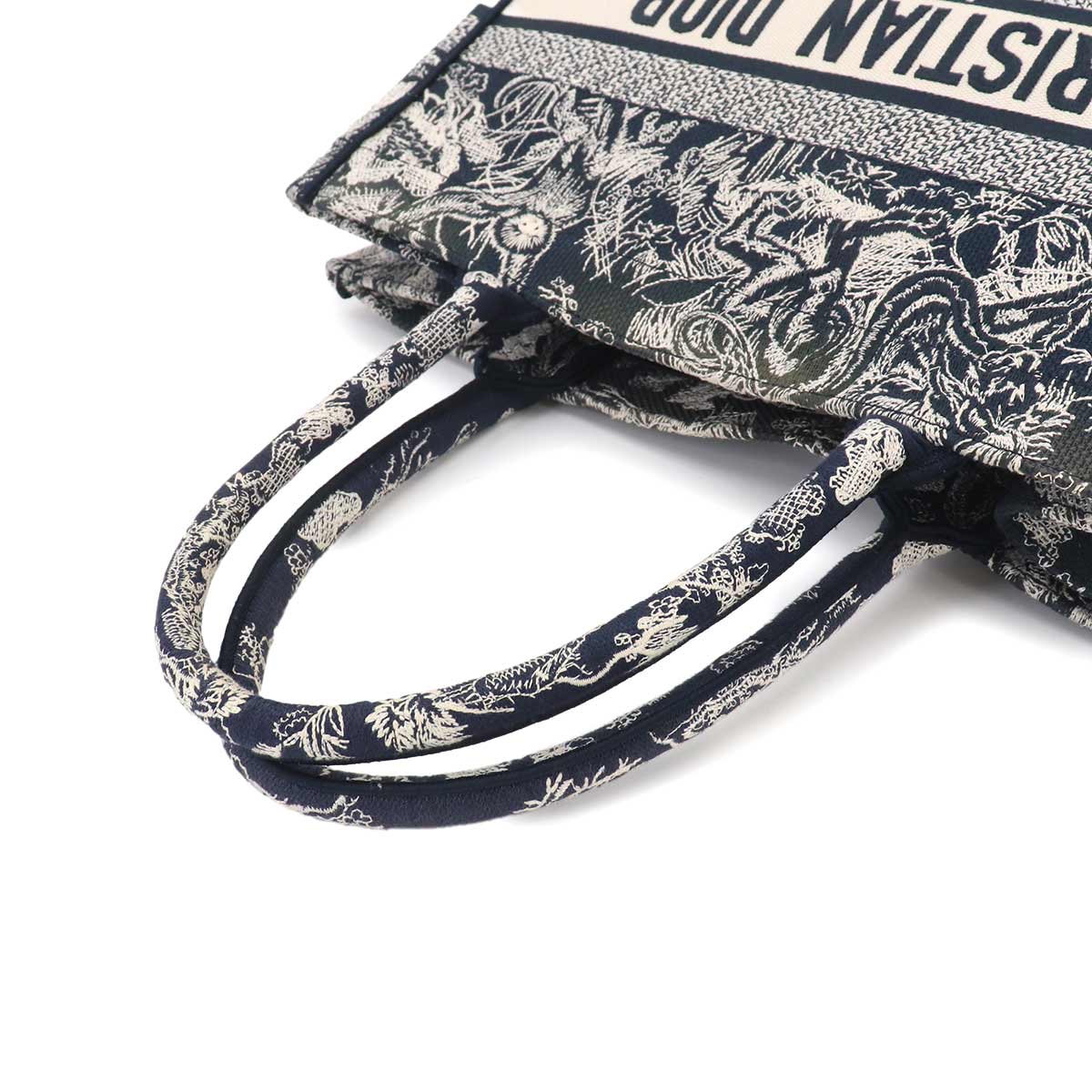 Reverse Toile De Jouy Book Tote Medium Bag Canvas Navy