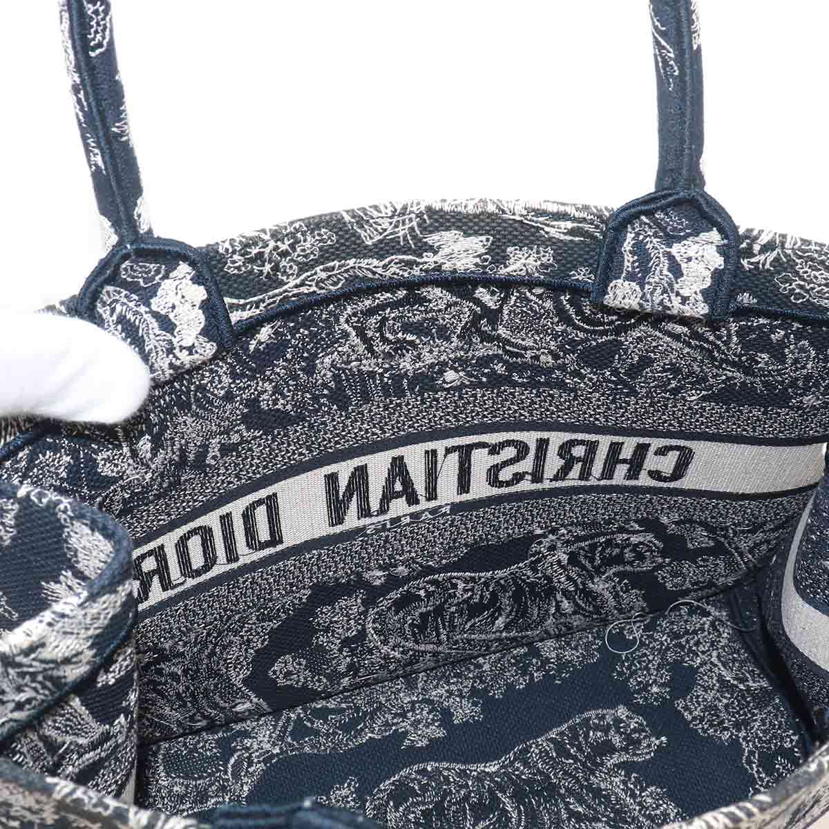Reverse Toile De Jouy Book Tote Medium Bag Canvas Navy