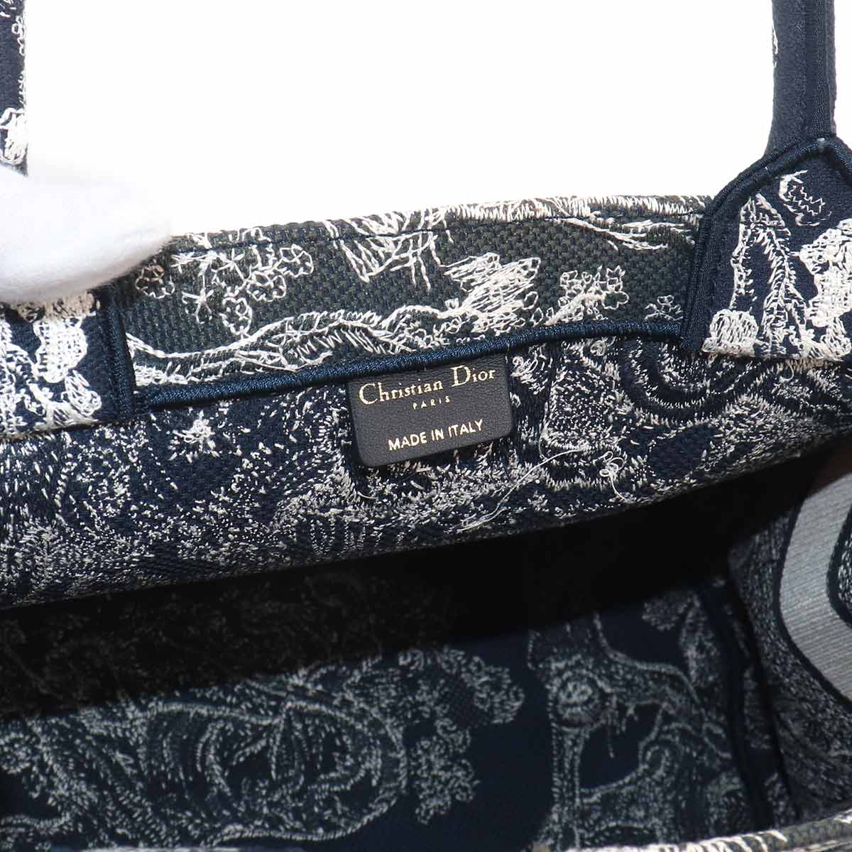 Reverse Toile De Jouy Book Tote Medium Bag Canvas Navy