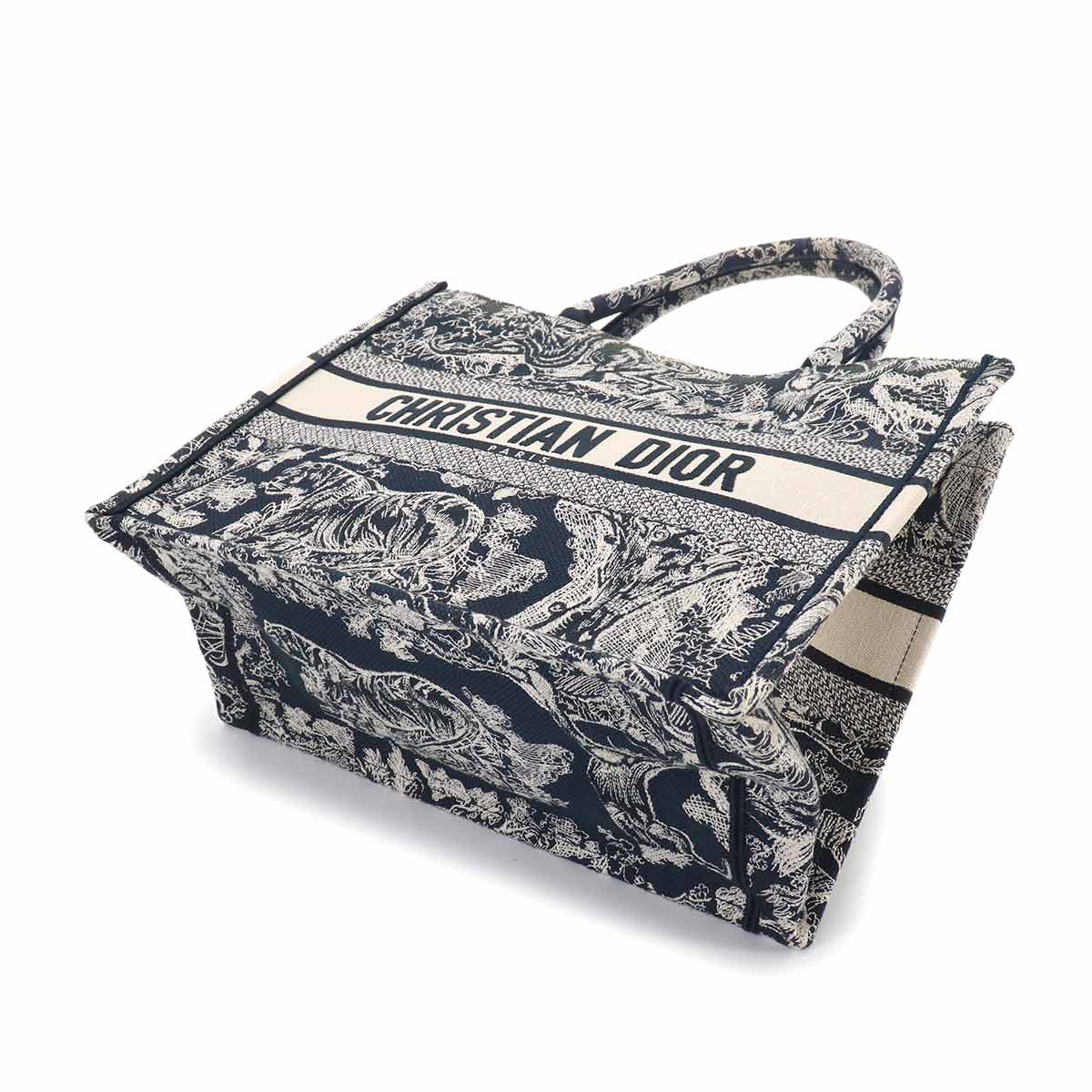 Reverse Toile De Jouy Book Tote Medium Bag Canvas Navy