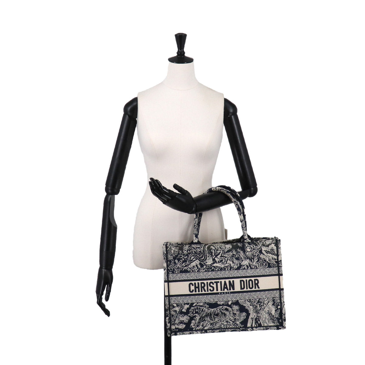 Reverse Toile De Jouy Book Tote Medium Bag Canvas Navy