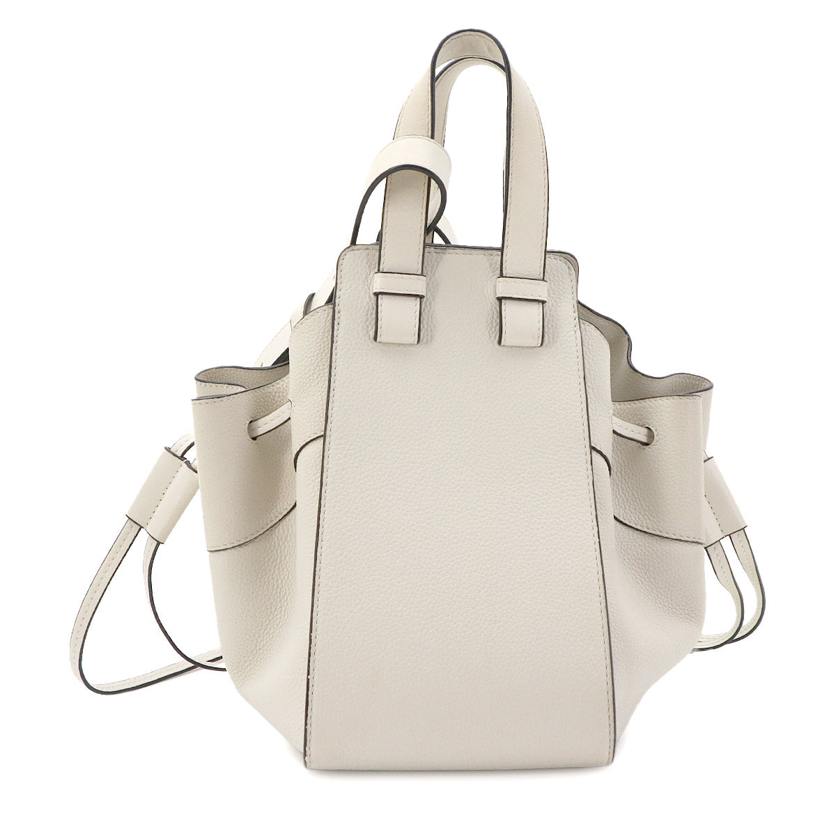 Hammock Drawstring Small Hand Shoulder Bag Leather White