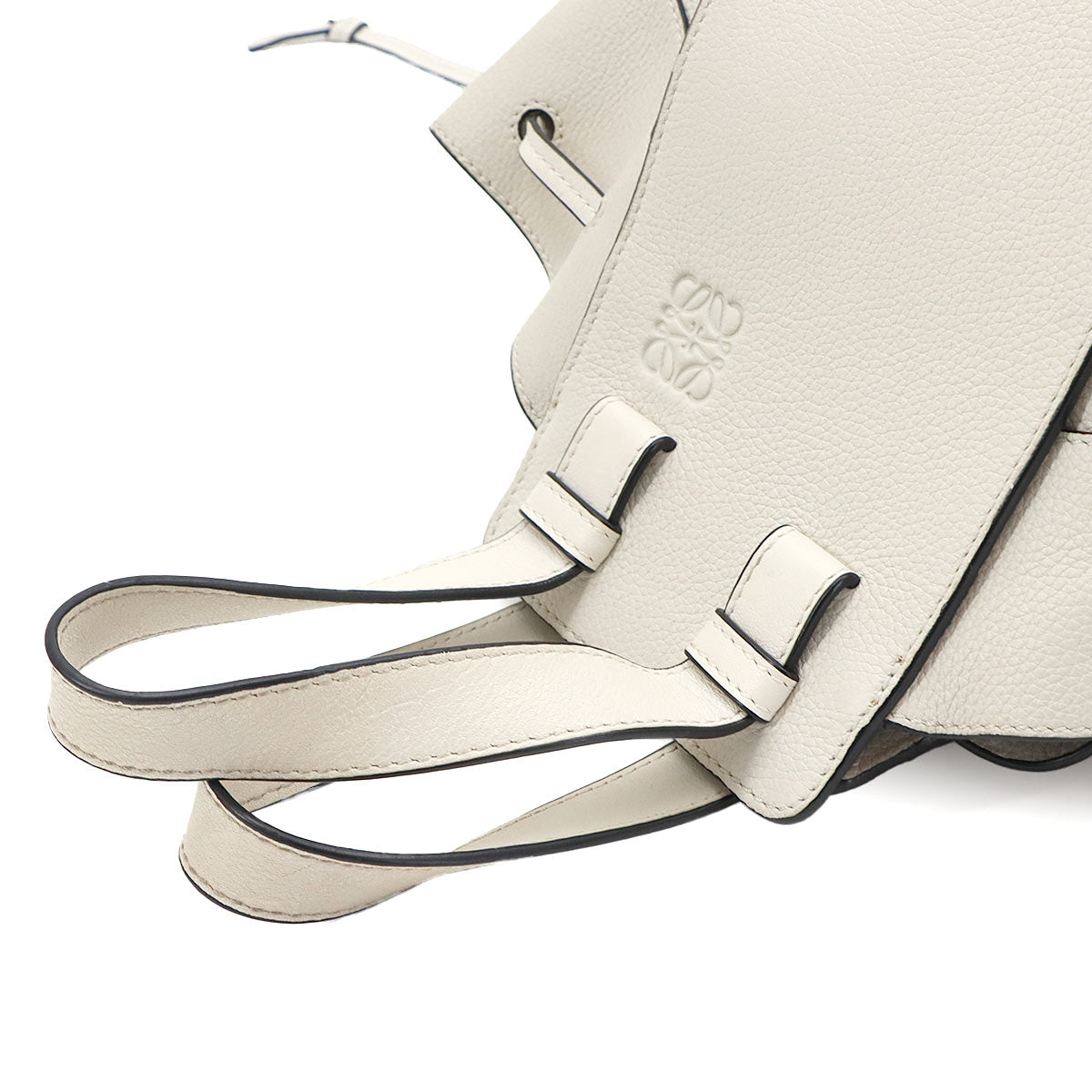 Hammock Drawstring Small Hand Shoulder Bag Leather White