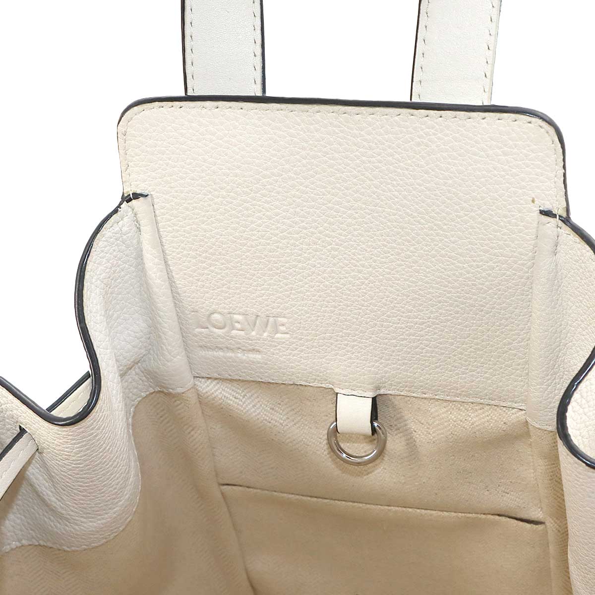 Hammock Drawstring Small Hand Shoulder Bag Leather White