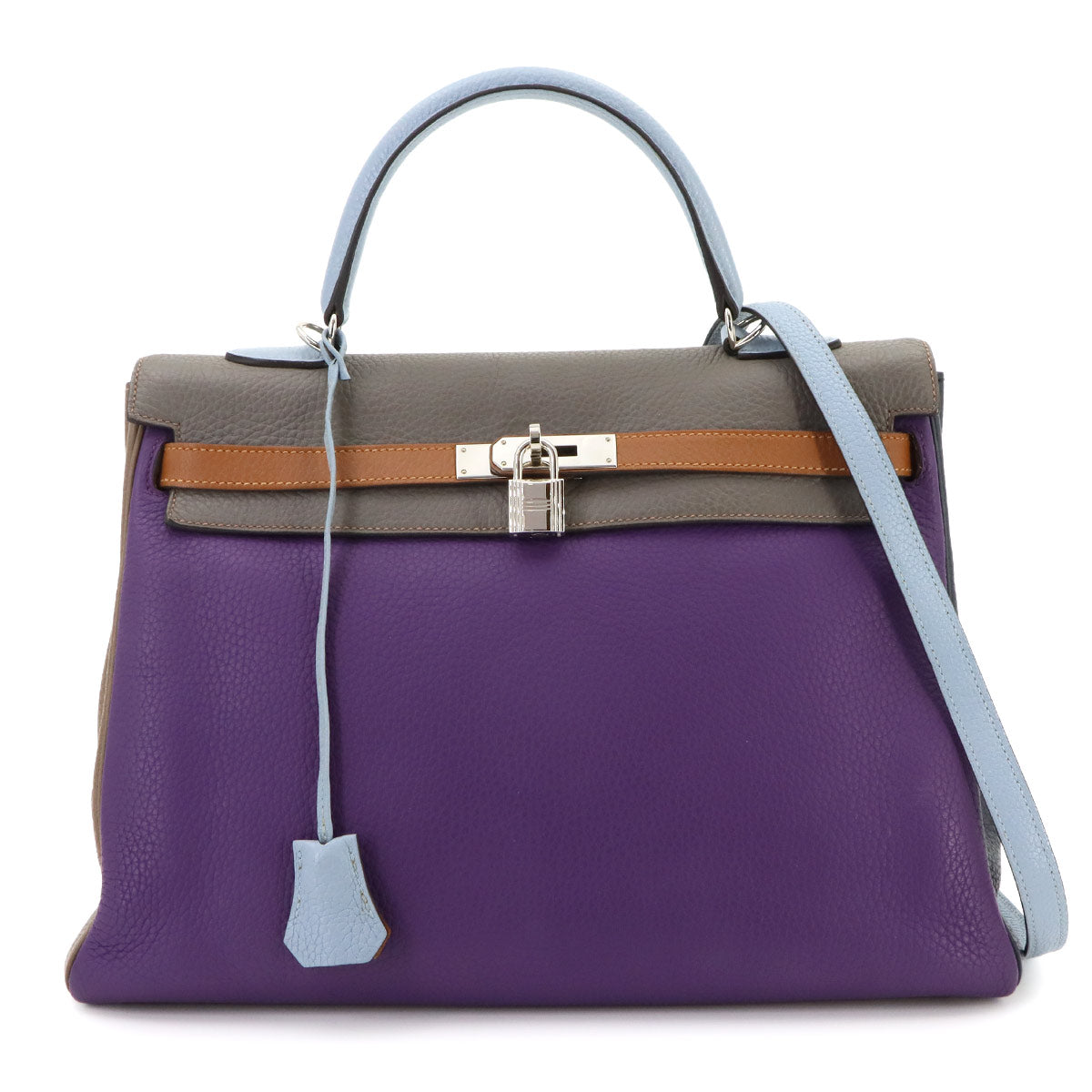 Kelly 35 Arlequin Taurillon Clemence Violet Hand Shoulder Bag