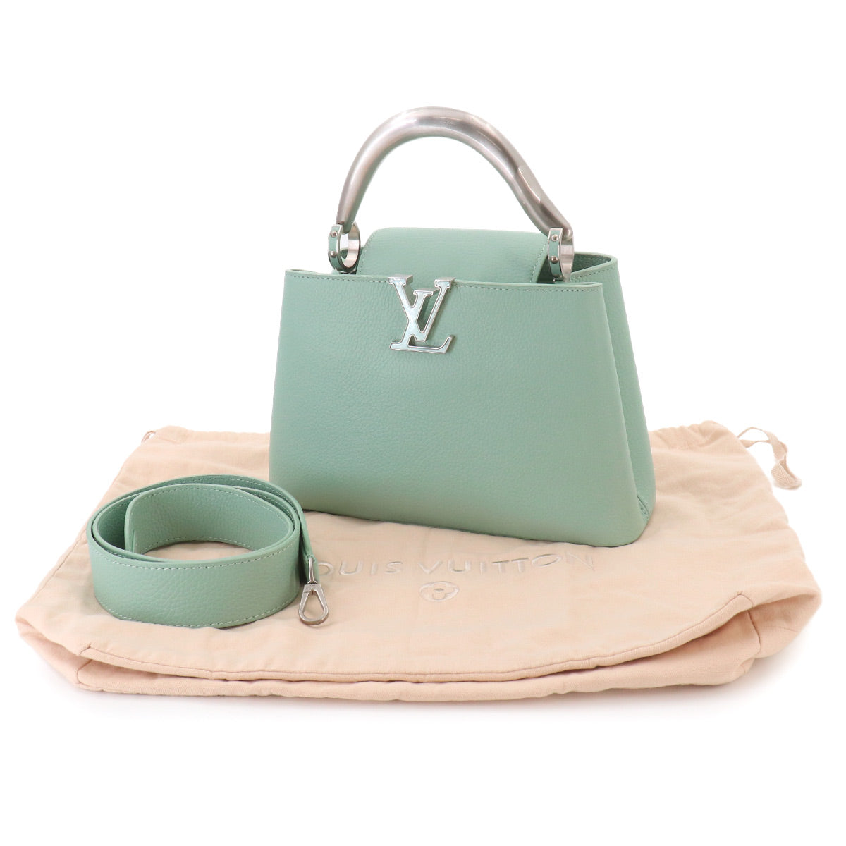 Capucines BB 2way Hand Shoulder Bag Leather Light green